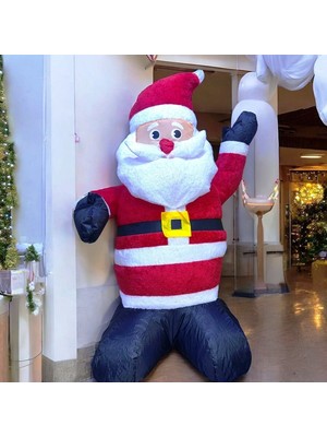 Kuzey Oyuncak Vıp Delu x e 120  cm  LED Işıklı Motorlu Dev Şişme Noel Baba 120  cm  Işıklı Peluş Dokulu Yılbaşı Dekoru