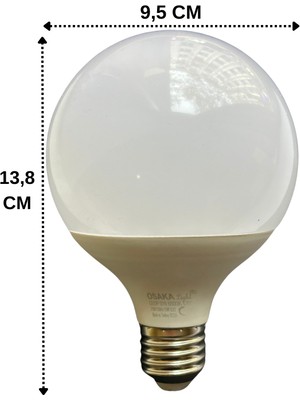 Osaka 15W (100W) 6500K (Beyaz Işık) E27 Duylu G95 LED Glop Ampul (4 Adet)