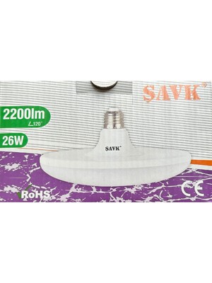 Şavk 26W (260W) 6500K (Beyaz Işık) E27 Duylu LED Ufo Ampul (4 Adet)