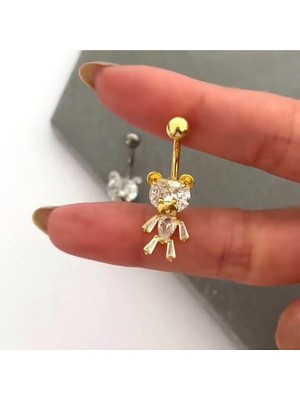 Heppii Ayıcıklı Göbek Piercingi Ayıcık Figürlü Göbek Piercing Gold