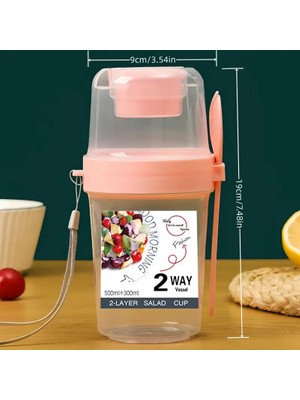 BG Signature 2 Katmanlı Bpa Içermeyen Salata ve Atıştırmalık Kabı - Sos Hazneli, Taşıma Ipli ve Kaşık/çatal Setli