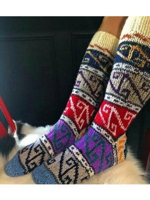 El Örgüsü Sıcak Tutan Otantik Kışlık Yün Çorap