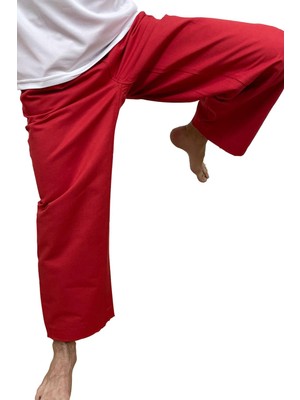 Top Glory Taekwondo Alt Dobok Kırmızı Siyah Taekwondo Pantolon - Fitilli Dobok