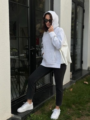 Seda Aslan Butik Gömlek Parçalı Şardonlu Sweatshirt