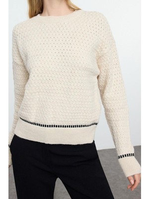 Ersefa Stil Modern Kadın Regular Standart Kol Bisiklet Yaka Yumuşak Dokulu Saç Örgülü Triko Kazak