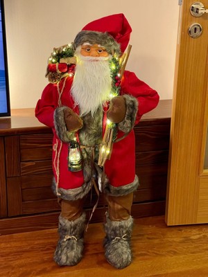 Noel Baba, 2025 Yeni Yıl Hediyesi, Işıklı Noel Baba, Yılbaşı Hediye Paketlı Noel Baba, 114CM