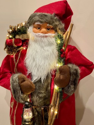 Noel Baba, 2025 Yeni Yıl Hediyesi, Işıklı Noel Baba, Yılbaşı Hediye Paketlı Noel Baba, 114CM