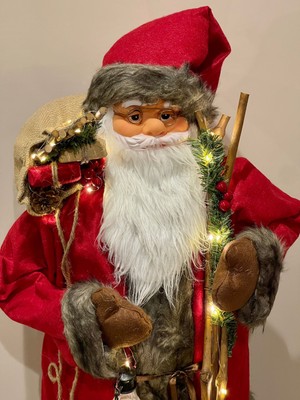 Noel Baba, 2025 Yeni Yıl Hediyesi, Işıklı Noel Baba, Yılbaşı Hediye Paketlı Noel Baba, 114CM