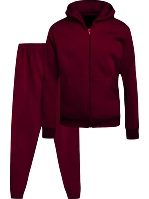 Uniquetrenders Çocuk  Kapüşonlu Fermuarlı Sweatshirt ve Jogger Eşofman Altı 2'li Takım