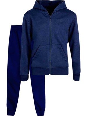 Uniquetrenders Çocuk  Kapüşonlu Fermuarlı Sweatshirt ve Jogger Eşofman Altı 2'li Takım