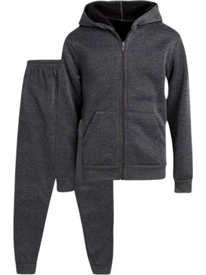 Uniquetrenders Çocuk  Kapüşonlu Fermuarlı Sweatshirt ve Jogger Eşofman Altı 2'li Takım