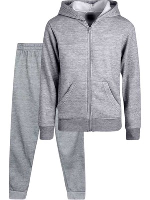 Uniquetrenders Çocuk  Kapüşonlu Fermuarlı Sweatshirt ve Jogger Eşofman Altı 2'li Takım