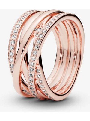 Hector Co Jewellery P.ışıltılı ve Parlak Şeritli Yüzük Rose