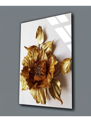 Harikabirev Kırılmaz Cam (Temperli) Gold Çiçek Kabartmasız Tablo 01