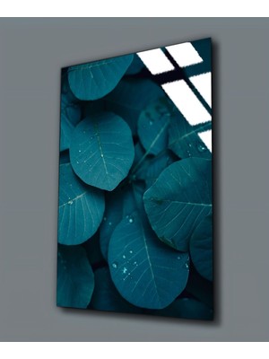 Harikabirev Kırılmaz Cam (Temperli) Turkuaz Yapraklar Tablosu 02