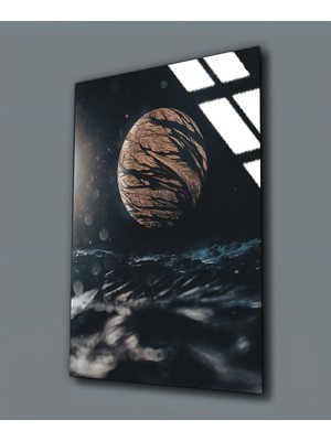 Harikabirev Kırılmaz Cam (Temperli) Lacivert Gold Uzay Tablosu 01