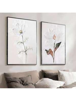 Harikabirev H&Soft Renk Çiçekler  Çerçeveli Cam Tablo  2'li