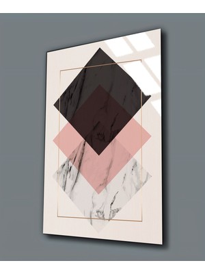 Harikabirev Kırılmaz Cam (Temperli) Kare Desenli Soyut Tablosu 02