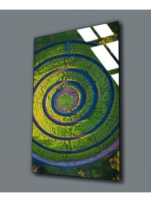 Harikabirev Kırılmaz Cam (Temperli) Yeşil Spiral Manzara Tablosu