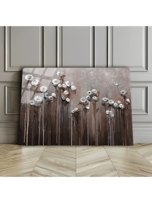 Harikabirev Kırılmaz Cam (Temperli) Kahverengi Çiçekler Tablo 01