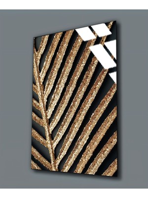 Harikabirev Kırılmaz Cam (Temperli) Gold Palmiye Tablosu