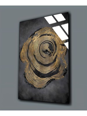 Harikabirev Kırılmaz Cam (Temperli) Ağaç Desen Soyut Tablo