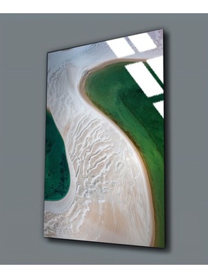 Harikabirev Kırılmaz Cam (Temperli) Yeşil Beyaz Soyut Tablo 01