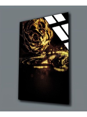 Harikabirev Kırılmaz Cam (Temperli) Siyah-Gold Gültablosu 02