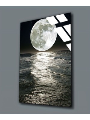 Harikabirev Kırılmaz Cam (Temperli) Dolunay Ve Deniz Tablosu 01