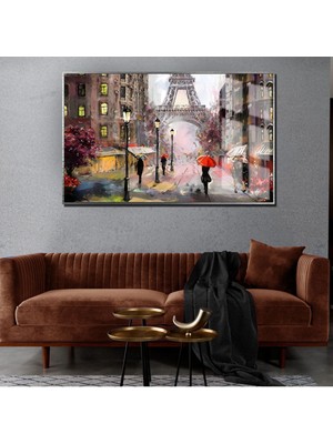 Harikabirev Sevilen Eyfel Kulesi Manzaralı Tablo  Çerçeveli Temperli Cam Tablo Tekli