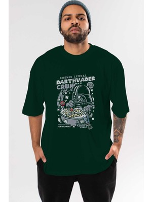 Ankhises Darth Vader (2) Ön Baskılı Zümrüt Yeşili Oversize T-Shirt Bisiklet Yaka Pamuk Erkek Kadın