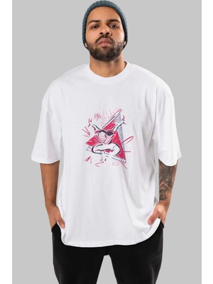 ankhisesSpiderman (23) Ön Baskılı Beyaz Oversize T-Shirt Bisiklet Yaka Erkek Kadın