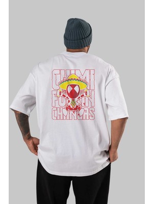 ankhisesDeadpool (14) Arka Baskılı Beyaz Oversize T-Shirt Bisiklet Yaka Pamuk Erkek Kadın