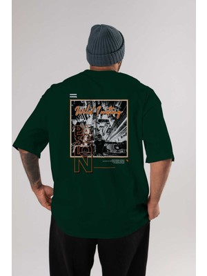 Ankhises Wild Passion Arka Baskılı Zümrüt Yeşili Oversize T-Shirt Erkek Kadın Bisiklet Yaka