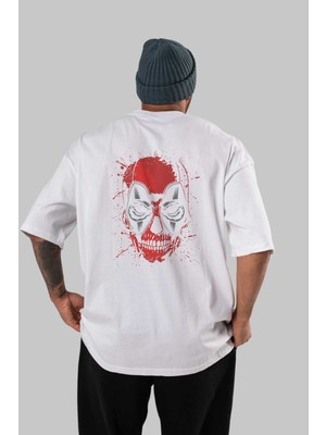 ankhisesDeadpool (3) Arka Baskılı Beyaz Oversize T-Shirt Bisiklet Yaka Pamuk Erkek Kadın