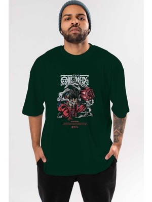 Ankhises One Piece Snakeman Anime Ön Baskılı Zümrüt Yeşili Oversize T-Shirt Erkek Kadın