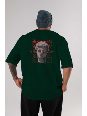Ankhises Betrayed Arka Baskılı Zümrüt Yeşili Oversize T-Shirt Unisex Erkek Kadın Bisiklet Yaka
