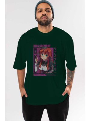 Ankhises Rias Gremory 10 Anime Ön Baskılı Zümrüt Yeşili Oversize T-Shirt Erkek Kadın