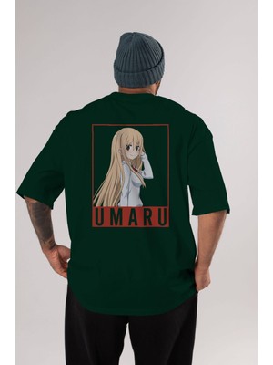 Ankhises Umaru Doma 2 (2) Anime Arka Baskılı Zümrüt Yeşili Oversize T-Shirt Pamuk Erkek Kadın