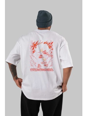 ankhisesNaruto (12) Anime Arka Baskılı Beyaz Oversize T-Shirt  Pamuk Erkek Kadın