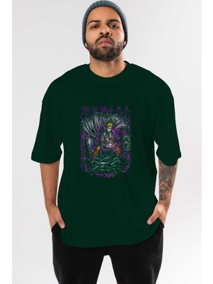 Ankhises Naruto Anime Ön Baskılı Zümrüt Yeşili Oversize T-Shirt Erkek Kadın