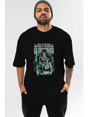 ankhises Bleach(Ulquıarra) Anime Ön Baskılı Siyah Oversize T-Shirt Erkek Kadın