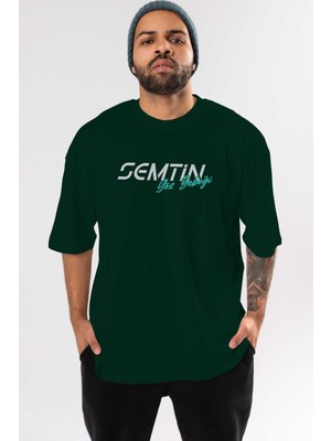 Ankhises Semtin Göz Bebeği Ön Baskılı Zümrüt Yeşili Oversize T-Shirt Erkek Kadın Bisiklet Yaka