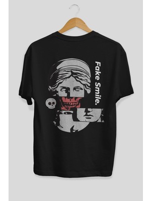 ankhises Yazılı Arka Baskılı Siyah Oversize T-Shirt Erkek Kadın Bisiklet Yaka