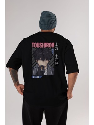ankhises Toushirou Hijikata 2 Anime Arka Baskılı Siyah Oversize T-Shirt Erkek Kadın