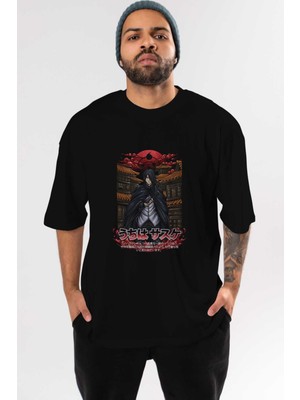 ankhises Naruto Sasuke Uchıha 1 Anime Ön Baskılı Siyah Oversize T-Shirt Erkek Kadın