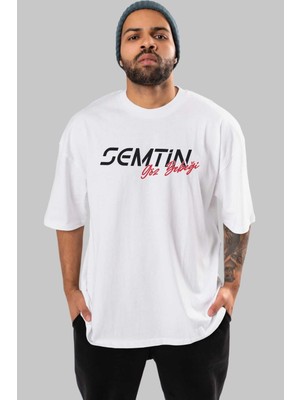 ankhisesSemtin Göz Bebeği Ön Baskılı Beyaz Oversize T-Shirt Erkek Kadın Bisiklet Yaka