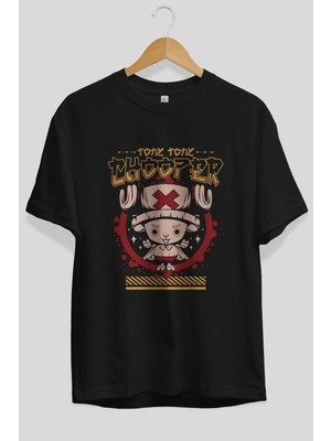 ankhises Chooper Ön Baskılı Siyah Oversize T-Shirt  Erkek Kadın Bisiklet Yaka