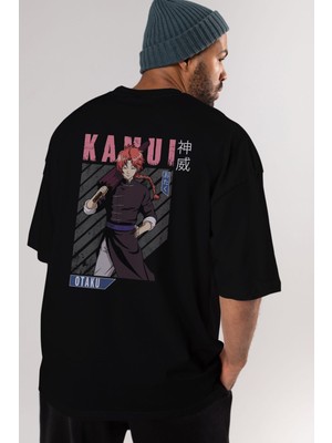 ankhisesKamui Gıntama 1 Anime Arka Baskılı Siyah Oversize T-Shirt Erkek Kadın