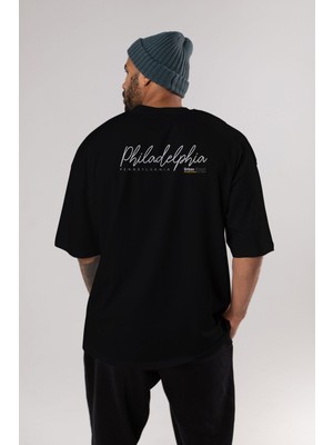 ankhises Summer Yazılı Arka Baskılı Siyah Oversize T-Shirt Erkek Kadın Bisiklet Yaka